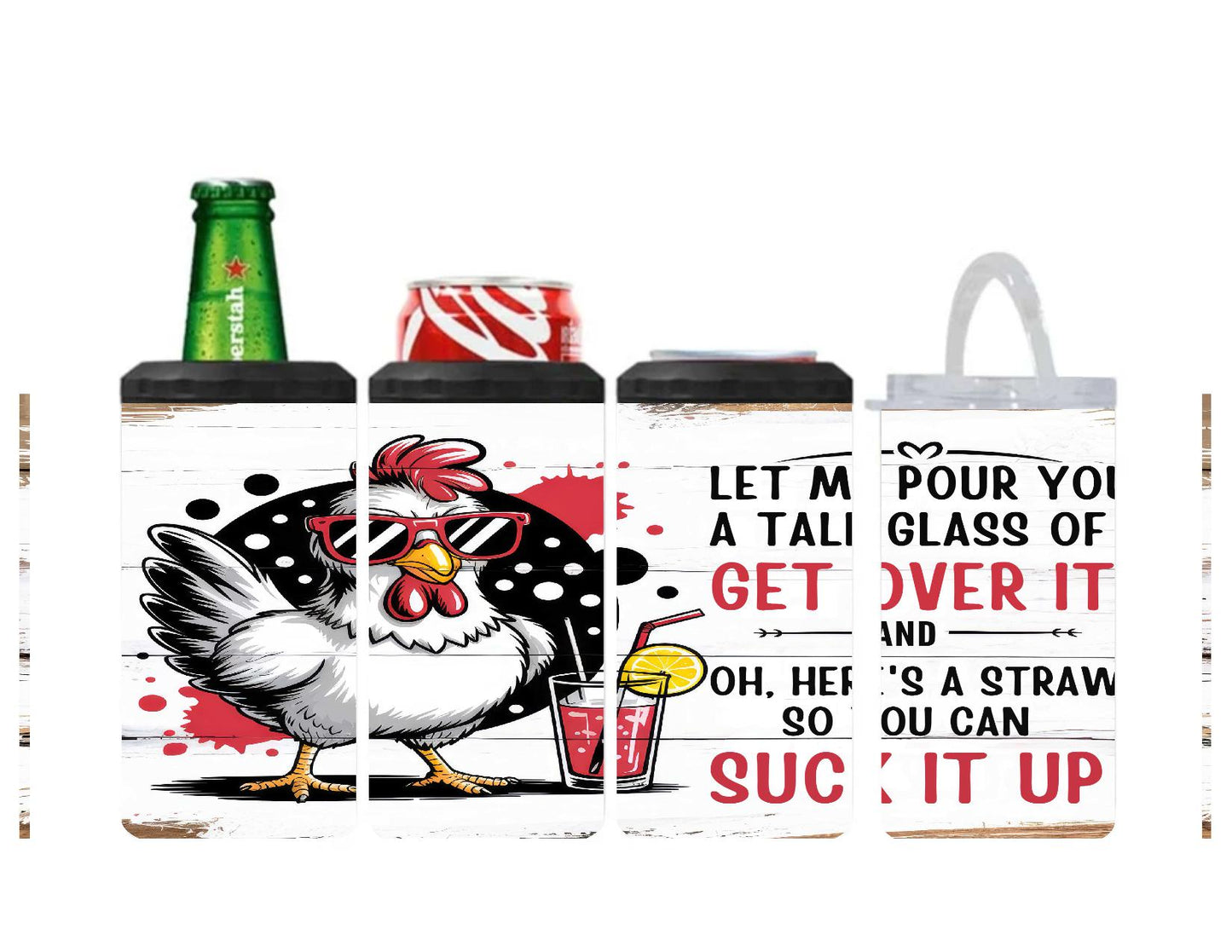 Funny 4-in-1 Can Cooler – Fits 12oz Bottles, Cans, Skinny Cans & 16oz Tumbler | Sassy & Sarcastic Designs | Stainless Steel Vacuum Insulated Drink Holder | Keeps Drinks Ice Cold