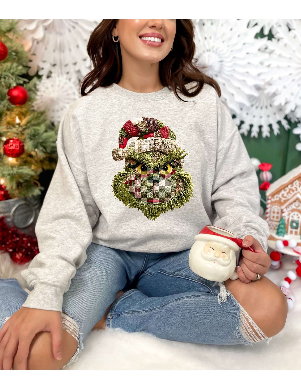 Patchwork Sweatshirt – Gildan Crewneck in Sand & Ash Gray