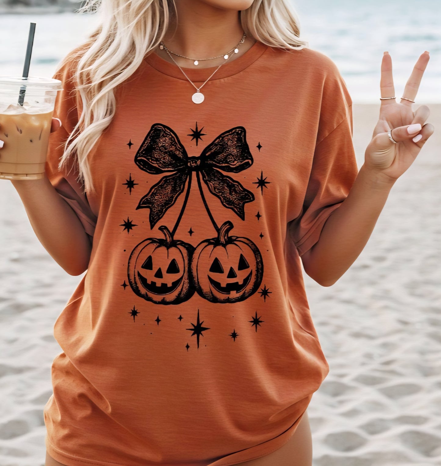 Pumpkin Cherry Bows Graphic Tees and Sweatshirt Fall Halloween