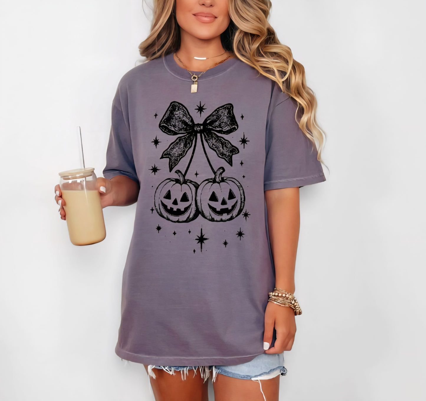 Pumpkin Cherry Bows Graphic Tees and Sweatshirt Fall Halloween