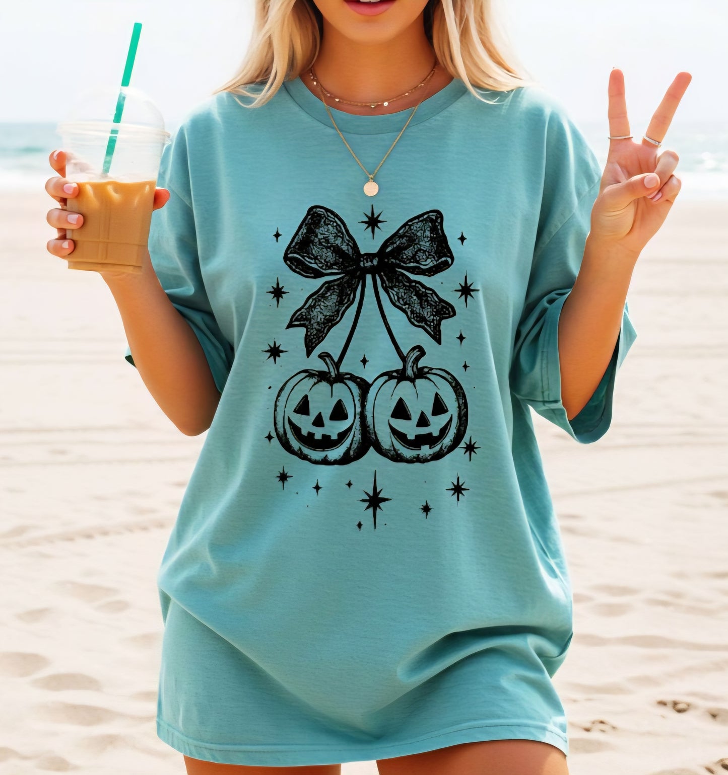 Pumpkin Cherry Bows Graphic Tees and Sweatshirt Fall Halloween