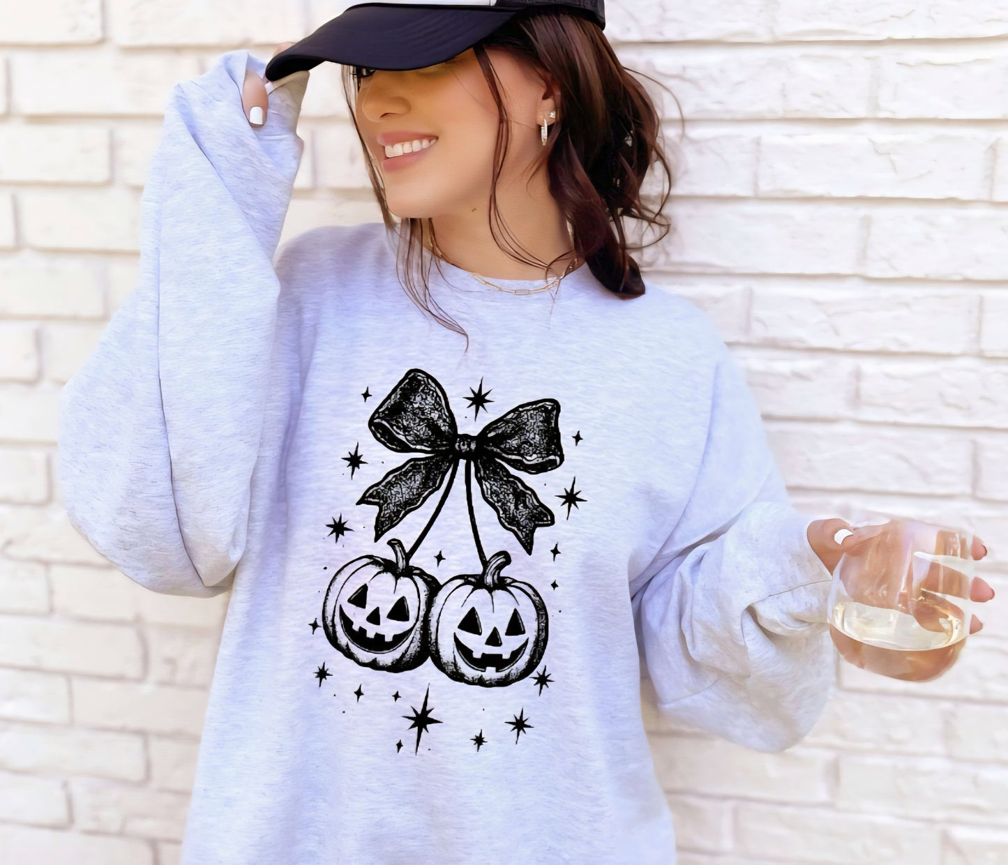 Pumpkin Cherry Bows Graphic Tees and Sweatshirt Fall Halloween