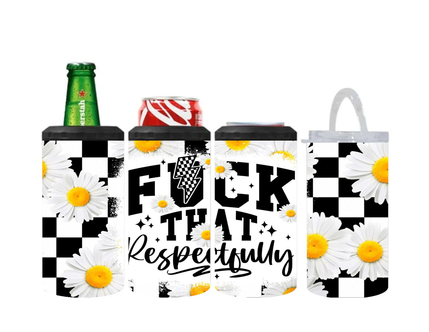 Funny 4-in-1 Can Cooler – Fits 12oz Bottles, Cans, Skinny Cans & 16oz Tumbler | Sassy & Sarcastic Designs | Stainless Steel Vacuum Insulated Drink Holder | Keeps Drinks Ice Cold